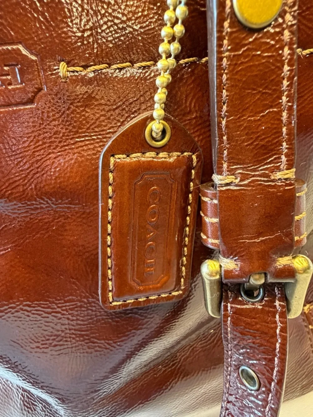 Coach Patent Leather Shoulder Tote with Gold Hardware! #11500 - Picture 14 of 16